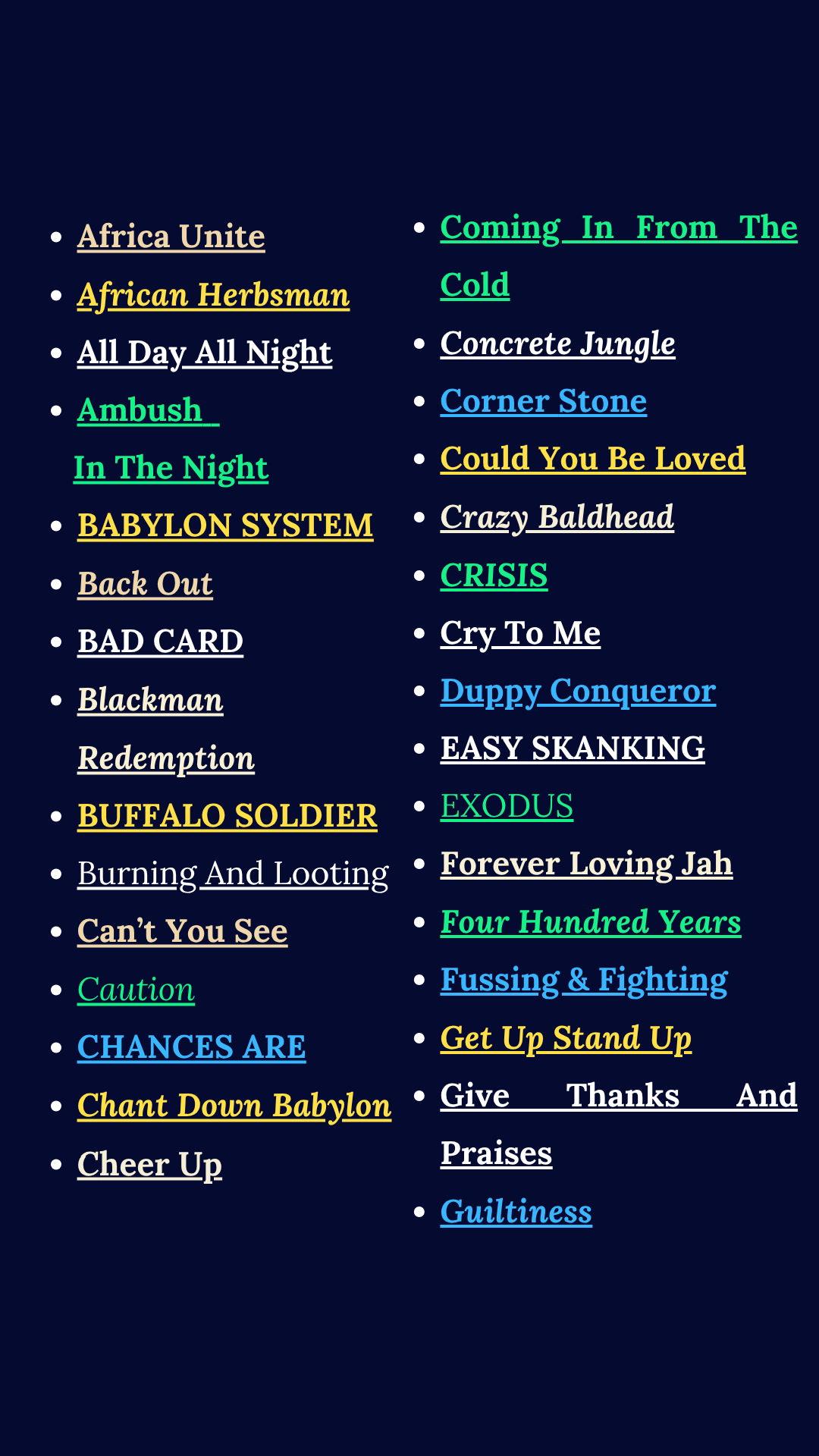 BOB MARLEY - 100 SONGS. 100 MESSAGES - English Ebook