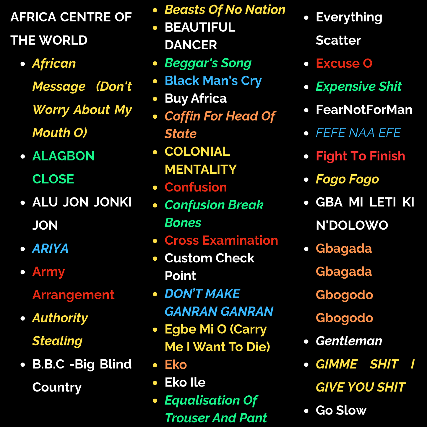 FELA KUTI    100 SONGS 100 MESSAGES - Print Book