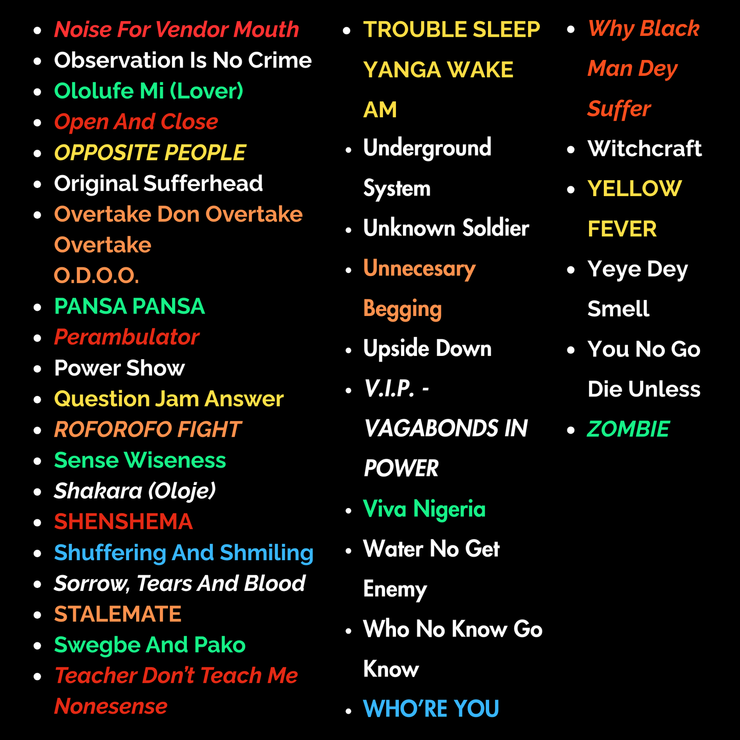 FELA KUTI    100 SONGS 100 MESSAGES - Print Book